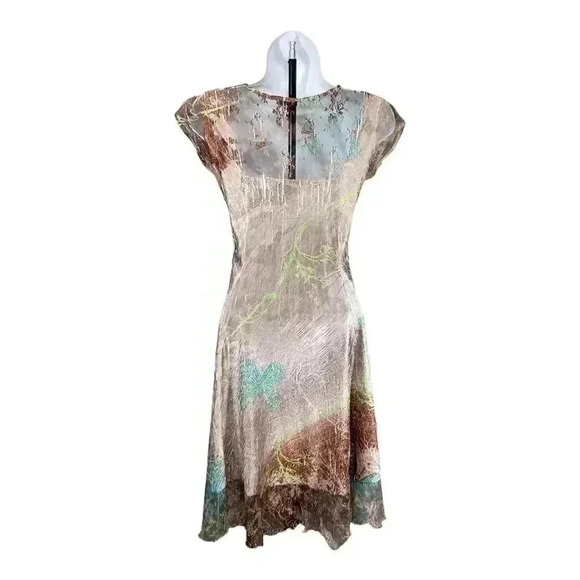 Komarov Dress Knee-Length Crinkle Gauzy Lace Sleeveless Floral Women's Small - Picture 2 of 5